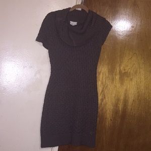 Brown turtle neck knitted dress